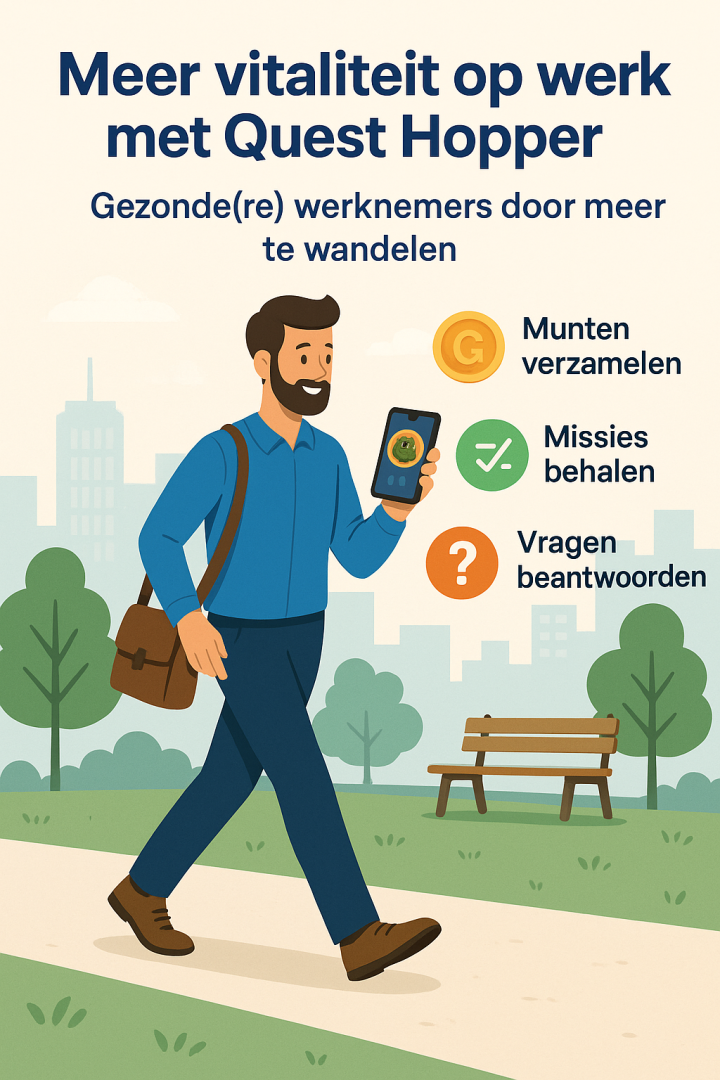 Flyer van Quest Hopper over vitaliteit op werk Quest Hopper zorgt voor meer vitaliteit op werk